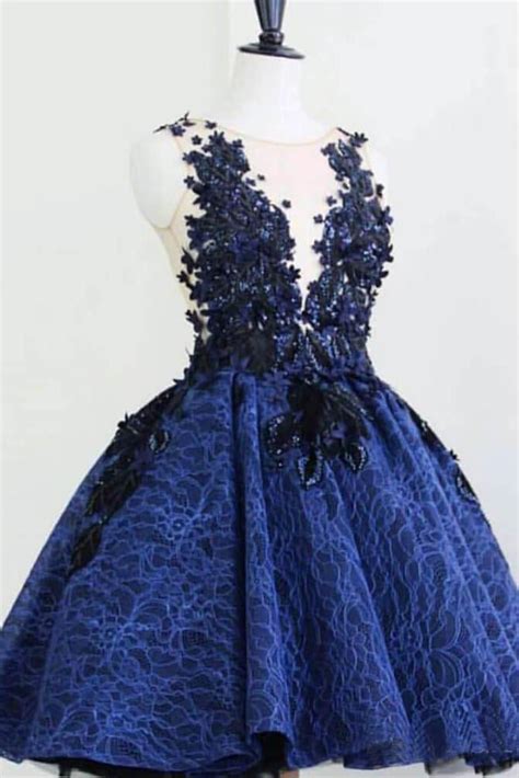 Royal Blue Sleeveless Lace Homecoming Dress A Line Short Graduation