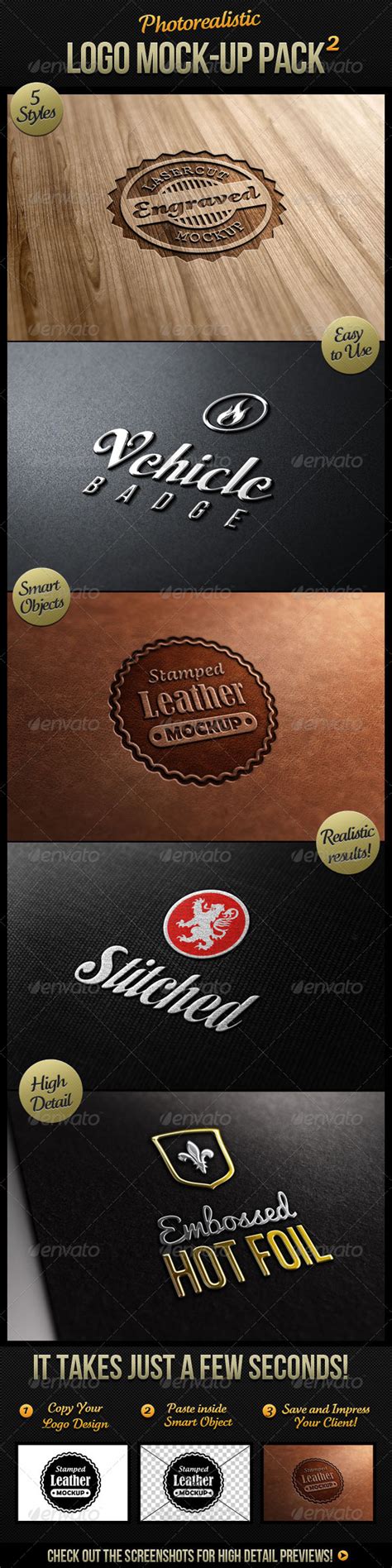 Photorealistic Logo Mock Up Pack Stock Vector Design Template