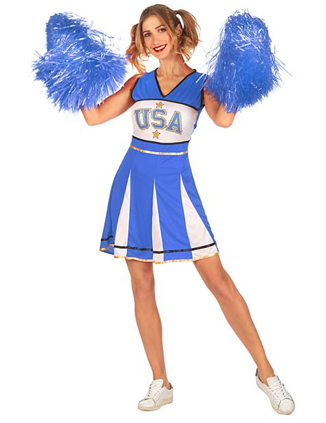 Usa Cheerleader Kostuum Blauw Dames Vegaoo