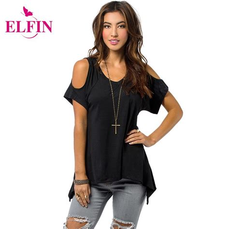 Wholesale Shoulder Top Women Open Cold Shoulder V Neck Short Sleeve