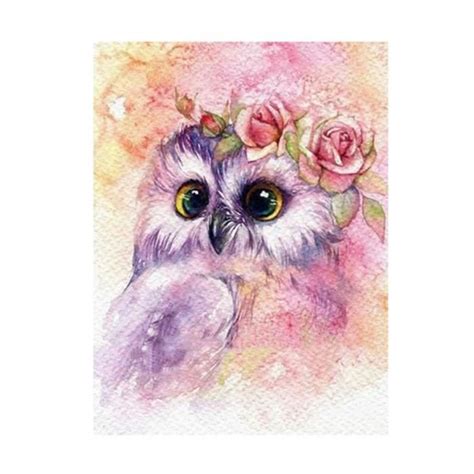 5D Diamond Painting Complet Broderie par Numéros Hibou Et Fleurs Anime