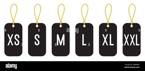 Clothing Size Labels Set Xs S M L Xl Xxl Vector Illustration