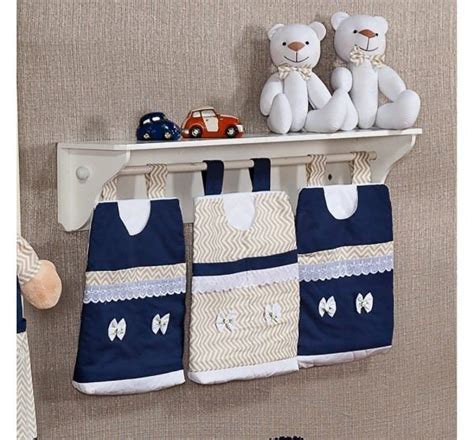 Porta Fraldas de Varão Para Quarto De Bebê Urso Rei Marinho Coleção