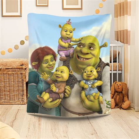 Personalized Shrek Blanket Custom Photo Sofa Blanket Bediing Adult Baby