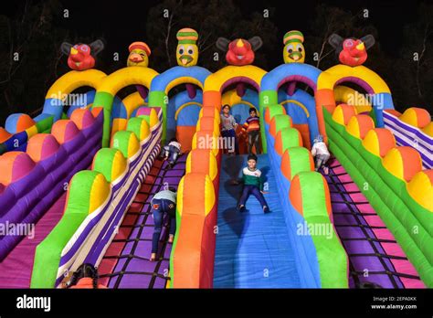 Indian Children Play At An Amusement Park On The Outskirts Of Patiala