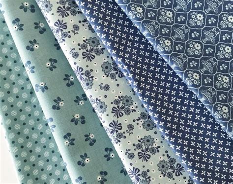 Lori Holt Calico Fabric Fat Quarter Bundle Pc Blue Color Bundle Etsy