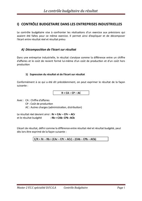 Controle-budgetaire - Cours du contrôle de gestion, matiere : controle ... 
