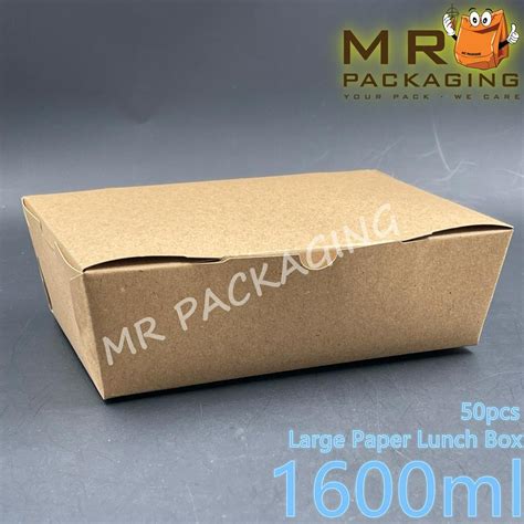 Large Paper Lunch Box - Brown ( 50pcs± ) Large 1600 ml - Disposable ...