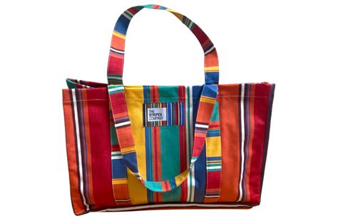 Orange Blue Jade Green Yellow Red Stripe Extra Large Beach Bags