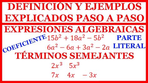 Expresión Algebraica y TÉRMINOS SEMEJANTES DEFINICIÓN EJERCICIOS