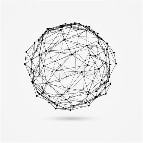 Objeto Del Wireframe D La Esfera Deformada Consiste En Tri Ngulos Y