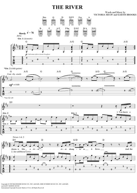 The River Sheet Music By Garth Brooks For Guitar Tab Vocal Sheet