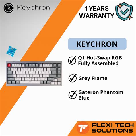 Flexi Tech KEYCHRON Q1 Hot Swap RGB Fully Assembled Black Blue Grey