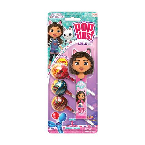 Pop Ups Gabby's Dollhouse Flix Candy Lollipops, 1.26 oz, Assorted