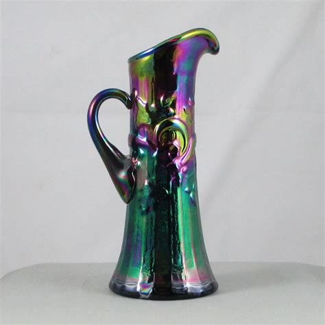 Fenton Purple Morning Glory Carnival Glass Miniature Pitcher Limited Edition Carnival Glass