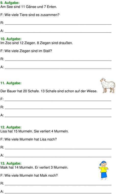 Übungsblatt Zu Textaufgaben [mathe 2 Klasse]