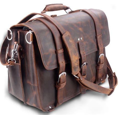 Leather Men’s Large Business Travel Messenger Bag Backpack