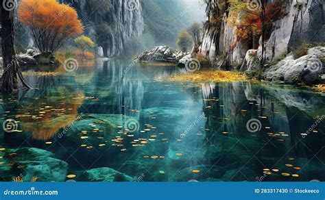 Karst Landscape Photography in Chinese Cultural Style Stock Illustration - Illustration of ...