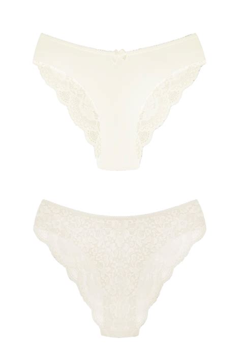 Krem Arkası Dantel Lazer Bikini Külot COTTONHILL