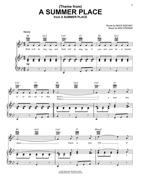 (Theme From) A Summer Place | Sheet Music Direct