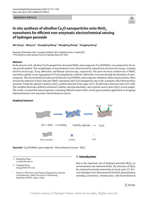 In Situ Synthesis Of Ultrafine Cu O Nanoparticles Onto Mno Nanosheets