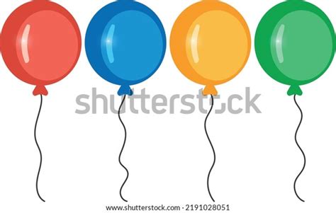 Set Colorful Gloss Balloons Flying Red Stock Vector Royalty Free