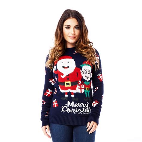 Christmas Jumper With Santa And Elf Christmas Jumper Shop