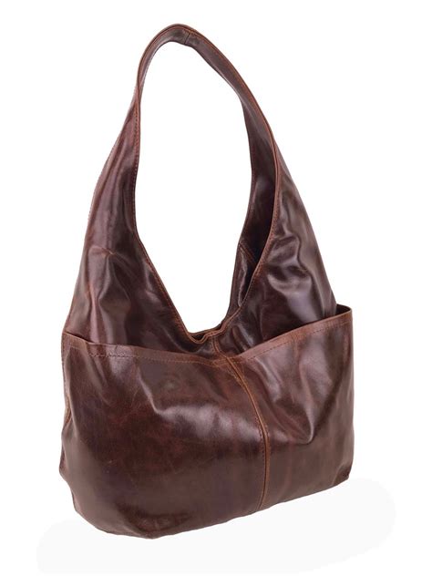 Distressed Brown Leather Hobo Bag Women Handbags Casual Etsy Brown
