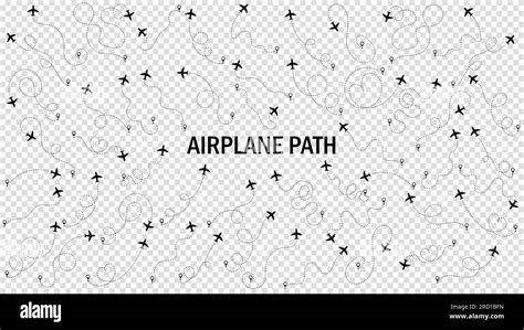 Airplane Or Aeroplane Routes Path Set Travel Concept From Start Point