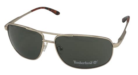 Timberland Gold Mens Metal Aviator Sunglass Green Lens Tb7259 32n