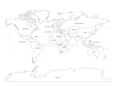 Wiatowa Mapa Dzieli W Sze Kontynent W Each Kontynent W R Nym