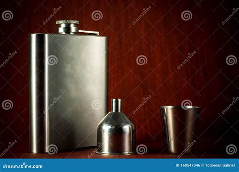 Metallic Container For Liquid Alcohol Whiskey And Cognac Old Classic