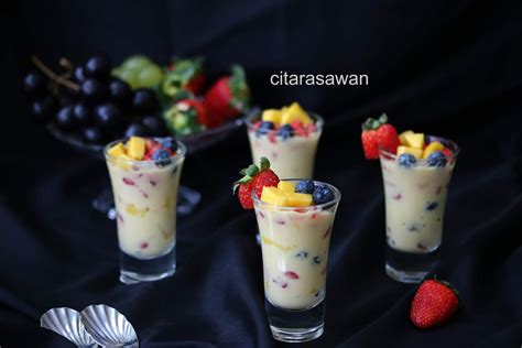 puding kastard buah ringkas resepi terbaik