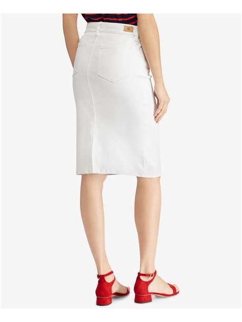 Ralph Lauren 90 Womens New 0537 White Stretch Denim Pencil Skirt 4 Bb