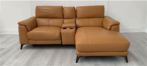 Odyssey Tan Rhf Corner Sofa Electric Left Seat Recliner With Drinks