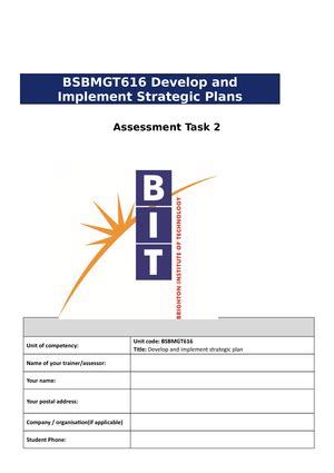 5 Bsbmgt 616 Assessment Task 1 BSBMGT616 Develop And Implement