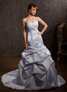 A Line Princess Sweetheart Chapel Train Satin Wedding Dress With Lace