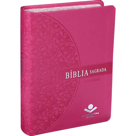 Bíblia Sagrada Letra Grande Couro sintético Pink Almeida Revista e