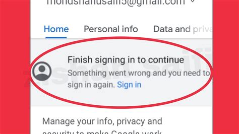 Google Account Fix Finish Signing In To Continue Something Went