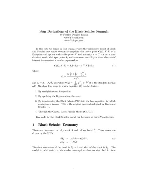 Black Scholes Formula