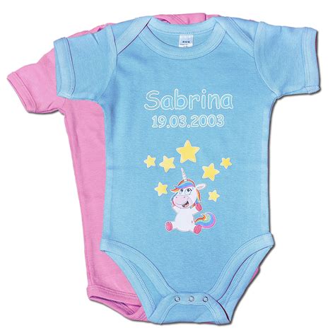 Baby Body Mit Einhorn Motiv Und Wunschtext Bedruckt