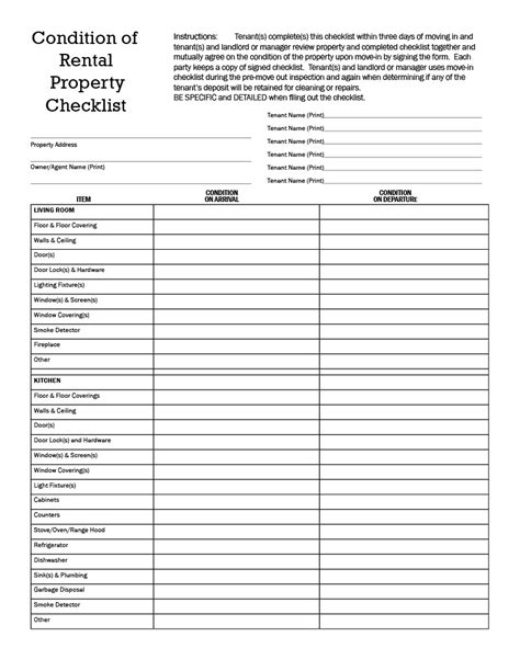 Printable Apartment Make Ready Checklist Form Prntbl