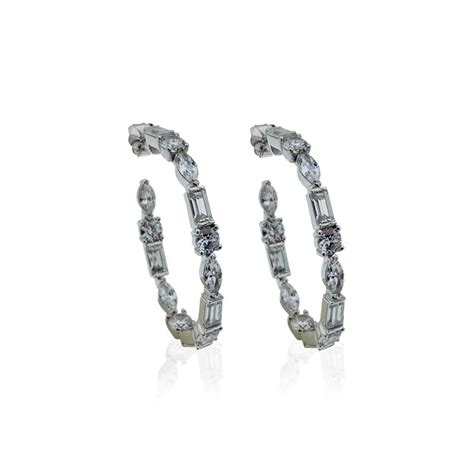 Mm Bezel Set Baguette Baguette Cut Diamond Full Eternity Earrings In