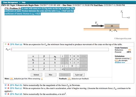 Solved A Crate With Mass M Kg Rests On The Top Of A Chegg