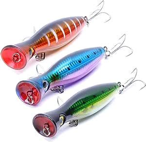 GudGmtoy 3Pcs Floating Lure Popper Bait Topwater Angelköder Große