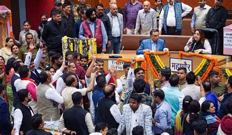 Delhi MCD Ruckus House Adjourned As AAP BJP Blame Game Continues The