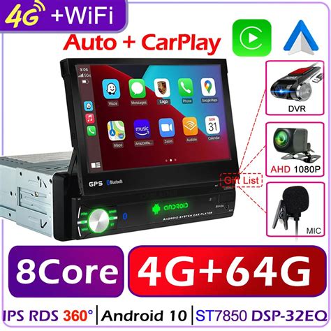 Din Car Radio Carplay Gps Navigation Ips Retractable Screen Din