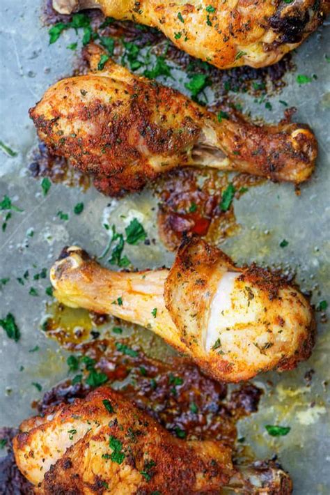 Baked Chicken Drumsticks - with crispy skin and juicy chicken!