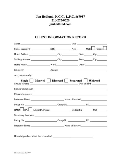 fillable  client information sheet jan hedlund fax email print