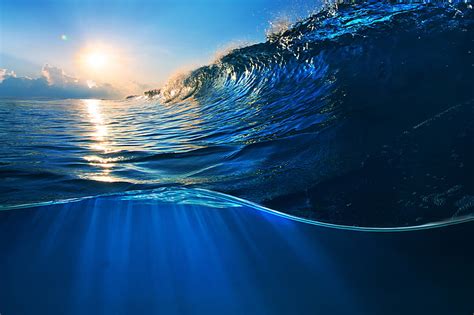 Hd Wallpaper Untitled Sea Water Nature Sun Waves Cyan Blue